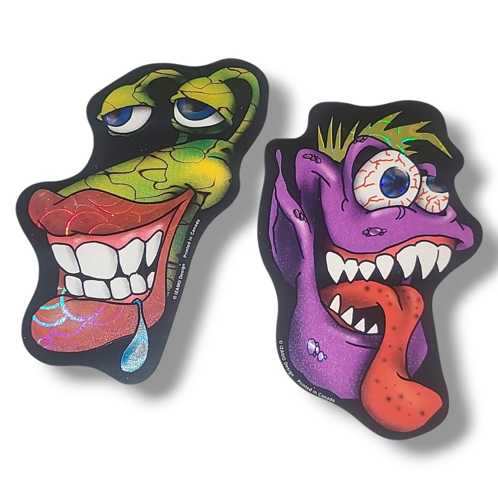 Vintage 90s Y2K Prism 2 Monster Heads Vending Machine Stickers NOS